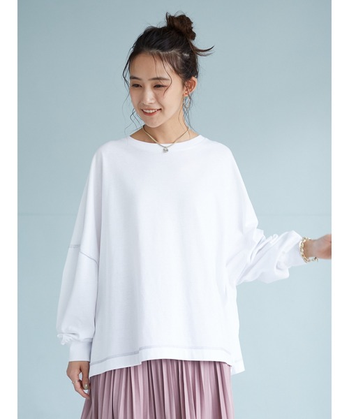 CRAFT STANDARD BOUTIQUE（クラフトスタンダードブティック）の「BIGカットチュニック　＊◇（Tシャツ/カットソー・レディース・ブルー/アイボリー/ホワイト系その他4/ピンク/ブラック/モカ・FREE）」の12枚目の写真