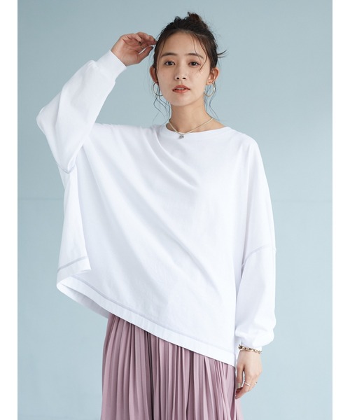 CRAFT STANDARD BOUTIQUE（クラフトスタンダードブティック）の「BIGカットチュニック　＊◇（Tシャツ/カットソー・レディース・ブルー/アイボリー/ホワイト系その他4/ピンク/ブラック/モカ・FREE）」の13枚目の写真