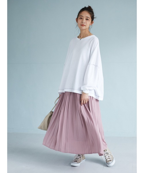 CRAFT STANDARD BOUTIQUE（クラフトスタンダードブティック）の「BIGカットチュニック　＊◇（Tシャツ/カットソー・レディース・ブルー/アイボリー/ホワイト系その他4/ピンク/ブラック/モカ・FREE）」の7枚目の写真