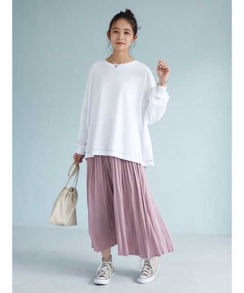 CRAFT STANDARD BOUTIQUE（クラフトスタンダードブティック）の「BIGカットチュニック　＊◇（Tシャツ/カットソー・レディース・ブルー/アイボリー/ホワイト系その他4/ピンク/ブラック/モカ・FREE）」の9枚目の写真