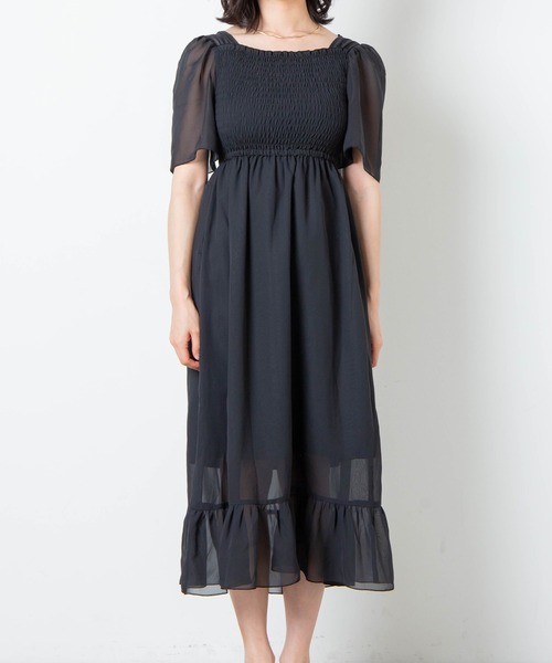 WEGO（ウィゴー）の「WEGO/シャーリングフレアスリーブワンピース（ワンピース・レディース・ブラック/アニマル/その他1・FREE）」の9枚目の写真