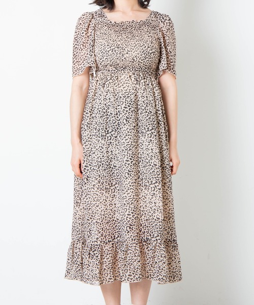 WEGO（ウィゴー）の「WEGO/シャーリングフレアスリーブワンピース（ワンピース・レディース・ブラック/アニマル/その他1・FREE）」の5枚目の写真