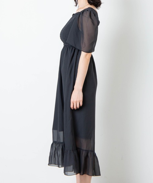 WEGO（ウィゴー）の「WEGO/シャーリングフレアスリーブワンピース（ワンピース・レディース・ブラック/アニマル/その他1・FREE）」の7枚目の写真