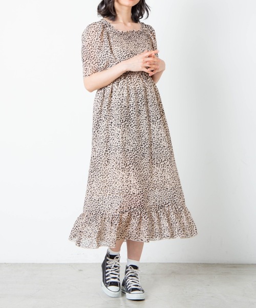 WEGO（ウィゴー）の「WEGO/シャーリングフレアスリーブワンピース（ワンピース・レディース・ブラック/アニマル/その他1・FREE）」の12枚目の写真