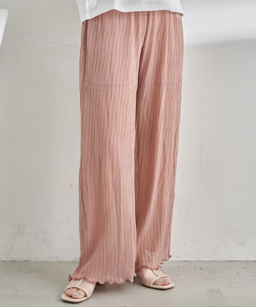 earth music&ecology（アースミュージックアンドエコロジー）の「【WEB限定】ランダムプリーツパンツ ＊（その他パンツ・レディース・ブラック/オレンジ/モカ/ピンクベージュ/グレイッシュベージュ・FREE）」の4枚目の写真