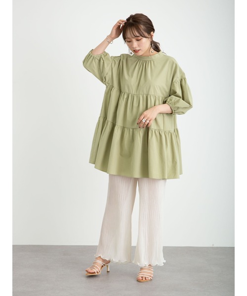 earth music&ecology（アースミュージックアンドエコロジー）の「【WEB限定】ランダムプリーツパンツ ＊（その他パンツ・レディース・ブラック/オレンジ/モカ/ピンクベージュ/グレイッシュベージュ・FREE）」の14枚目の写真