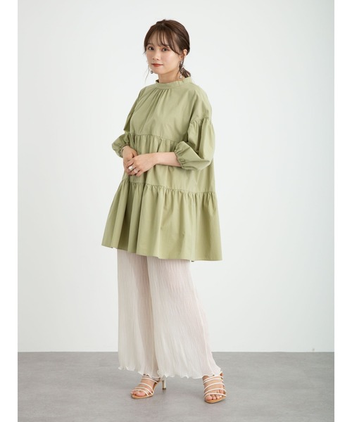 earth music&ecology（アースミュージックアンドエコロジー）の「【WEB限定】ランダムプリーツパンツ ＊（その他パンツ・レディース・ブラック/オレンジ/モカ/ピンクベージュ/グレイッシュベージュ・FREE）」の13枚目の写真