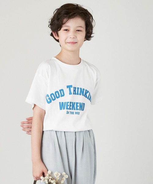 ＆yam（アンドヤム）の「USAコットン アーチロゴプリント半袖Tシャツ（Tシャツ/カットソー・キッズ・ピンク/ブラック/グレー/ホワイト・120-130cm/140-150cm/150-160cm/130-140cm/110-120cm）」の5枚目の写真