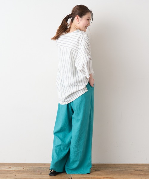 CIAOPANIC TYPY（チャオパニックティピー）の「【OSORO】リネンレーヨンスキッパーシャツ（シャツ/ブラウス・レディース・チャコールグレー/ブラウン/イエロー/オレンジ/グリーン/アイボリー・ONE SIZE）」の11枚目の写真