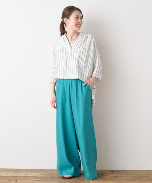 CIAOPANIC TYPY（チャオパニックティピー）の「【OSORO】リネンレーヨンスキッパーシャツ（シャツ/ブラウス・レディース・チャコールグレー/ブラウン/イエロー/オレンジ/グリーン/アイボリー・ONE SIZE）」の13枚目の写真