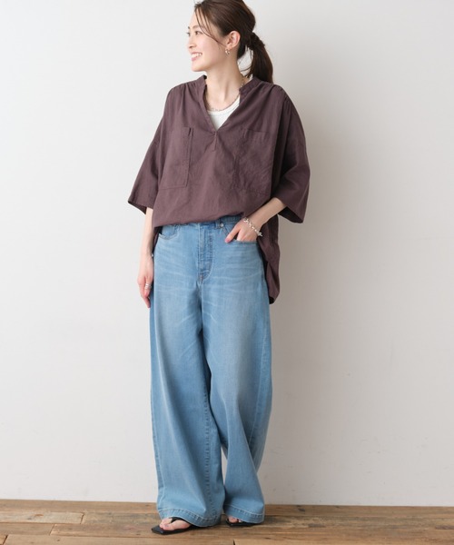 CIAOPANIC TYPY（チャオパニックティピー）の「【OSORO】リネンレーヨンスキッパーシャツ（シャツ/ブラウス・レディース・チャコールグレー/ブラウン/イエロー/オレンジ/グリーン/アイボリー・ONE SIZE）」の17枚目の写真