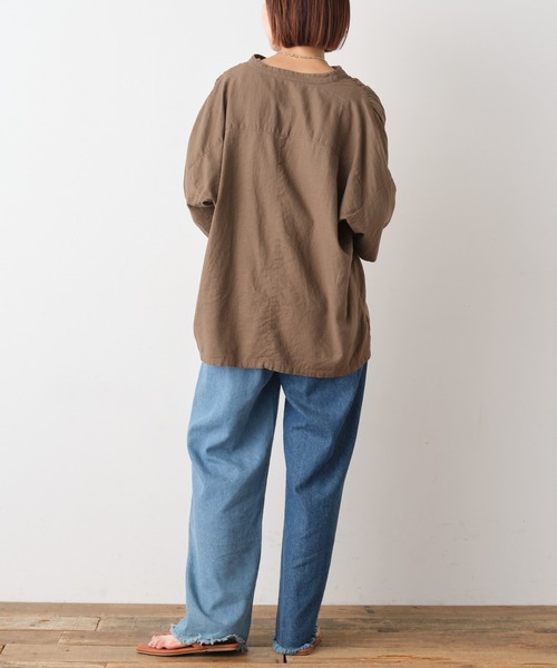 CIAOPANIC TYPY（チャオパニックティピー）の「【OSORO】リネンレーヨンスキッパーシャツ（シャツ/ブラウス・レディース・チャコールグレー/ブラウン/イエロー/オレンジ/グリーン/アイボリー・ONE SIZE）」の22枚目の写真