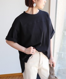 USAコットン半袖フットボール裾ラウンドTシャツ