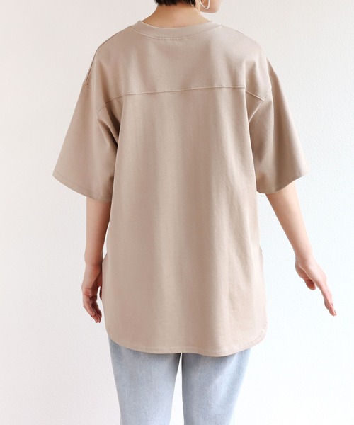andme(アンドミー)の「USAコットン半袖フットボール裾ラウンドTシャツ(Tシャツ/カットソー・レディース・ブラック/オフホワイト/チャコールグレー/グレー系その他/ミント・M)」の20枚目の写真