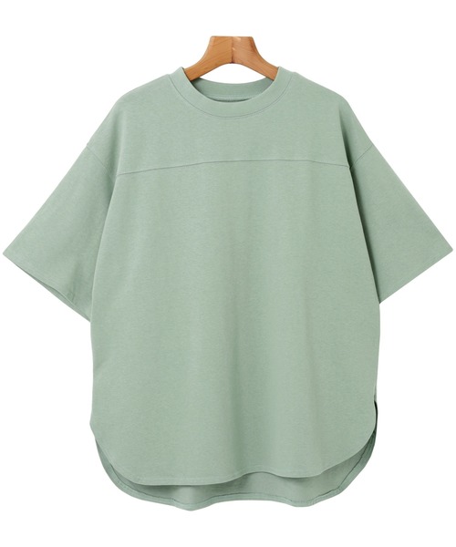 andme(アンドミー)の「USAコットン半袖フットボール裾ラウンドTシャツ(Tシャツ/カットソー・レディース・ブラック/オフホワイト/チャコールグレー/グレー系その他/ミント・M)」の17枚目の写真