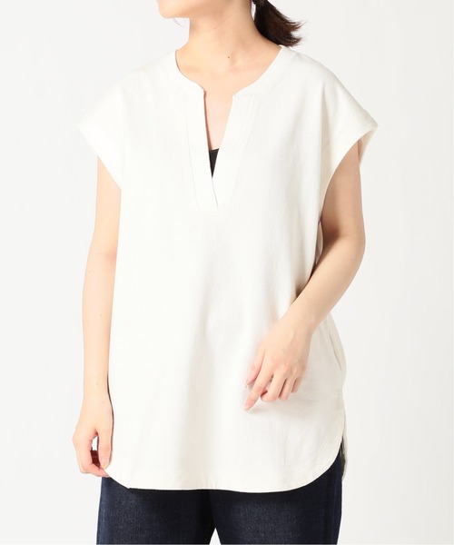 SLOBE IENA(スローブイエナ)の「16/2 天竺キーネックプルオーバー【手洗い可能】◆(Tシャツ/カットソー・レディース・ホワイト/ブラック/カーキ・FREE)」の21枚目の写真