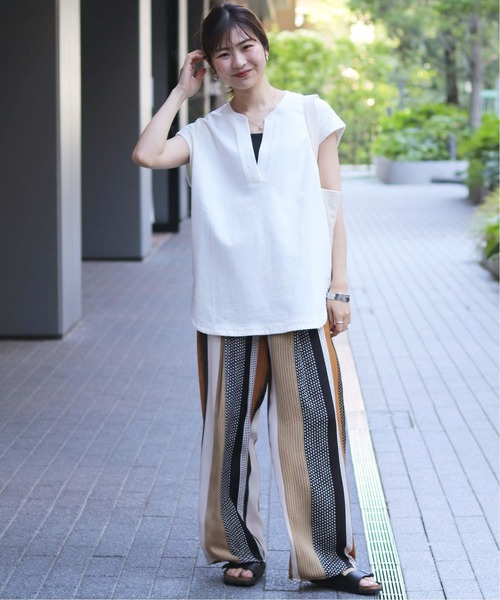 SLOBE IENA(スローブイエナ)の「16/2 天竺キーネックプルオーバー【手洗い可能】◆(Tシャツ/カットソー・レディース・ホワイト/ブラック/カーキ・FREE)」の17枚目の写真