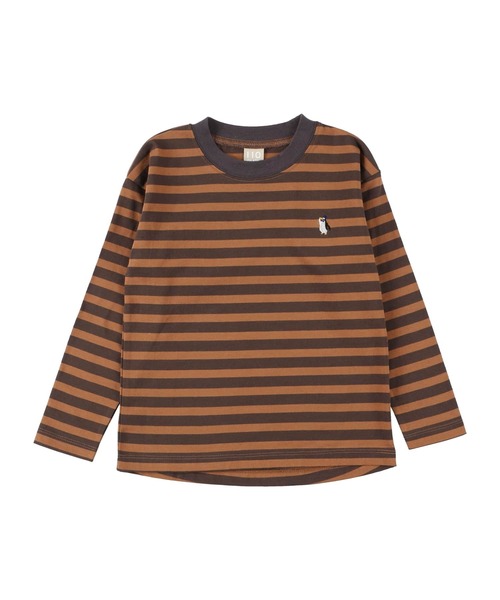 DILASH（ディラッシュ）の「先染めボーダーあったか長袖Tシャツ（Tシャツ/カットソー・キッズ・マルチ/ブラウン/ネイビー/ブラック・90/140/130/100/120/110/80/150）」の3枚目の写真