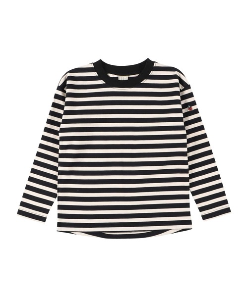DILASH（ディラッシュ）の「先染めボーダーあったか長袖Tシャツ（Tシャツ/カットソー・キッズ・マルチ/ブラウン/ネイビー/ブラック・90/140/130/100/120/110/80/150）」の2枚目の写真