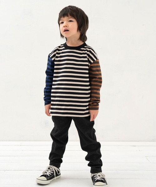 DILASH（ディラッシュ）の「先染めボーダーあったか長袖Tシャツ（Tシャツ/カットソー・キッズ・マルチ/ブラウン/ネイビー/ブラック・90/140/130/100/120/110/80/150）」の7枚目の写真