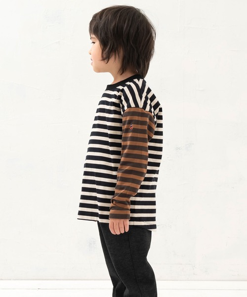 DILASH（ディラッシュ）の「先染めボーダーあったか長袖Tシャツ（Tシャツ/カットソー・キッズ・マルチ/ブラウン/ネイビー/ブラック・90/140/130/100/120/110/80/150）」の8枚目の写真