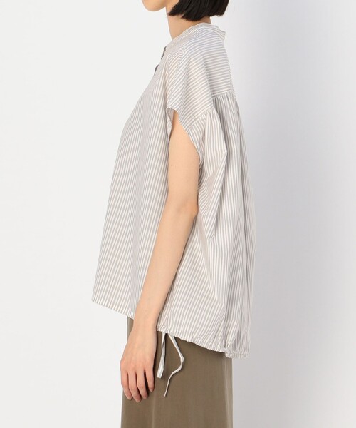 nicholson and nicholson（ニコルソンアンドニコルソン）の「【nicholson and nicholson】フレンチスリーブ ドローストリングブラウス STRIPE WOMEN（シャツ/ブラウス・レディース・ブルー系その他5/ホワイト系その他・38）」の4枚目の写真
