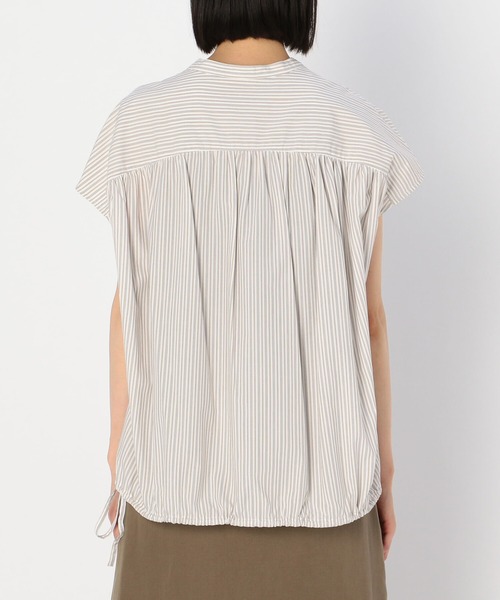 nicholson and nicholson（ニコルソンアンドニコルソン）の「【nicholson and nicholson】フレンチスリーブ ドローストリングブラウス STRIPE WOMEN（シャツ/ブラウス・レディース・ブルー系その他5/ホワイト系その他・38）」の6枚目の写真