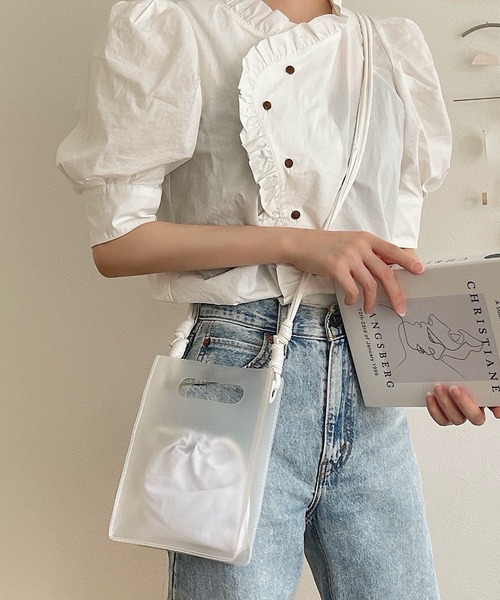 etade（エタード）の「【etade】sheer pvc 2way bag etda6（ショルダーバッグ・レディース・ホワイト/ブラック/ピンク・FREE）」の5枚目の写真