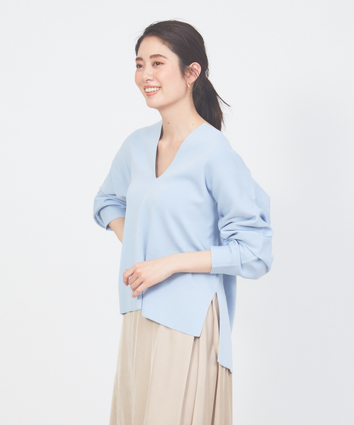 collex（コレックス）の「キーネック プルオーバー（Tシャツ/カットソー・レディース・ライトブルー/オフホワイト・フリー）」の6枚目の写真