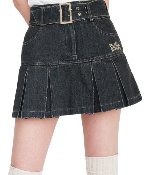 ☆人気☆【NASTY FANCY CLUB】☆DENIM PLEATS BELT SKIR.T☆ FANCY CLUB（ファンシークラブ）の「【NASTY FANCY CLUB】DENIM