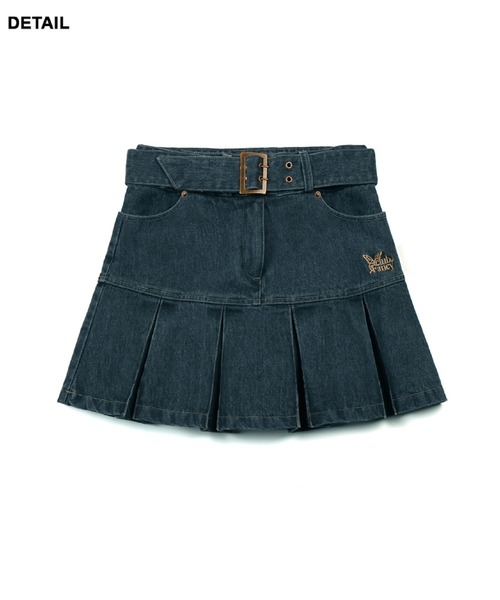 ★関税込★NASTY FANCY CLUB★DENIM PLEATS BELT SKIRT★ FANCY CLUB（ファンシークラブ）の「【NASTY FANCY CLUB】DENIM