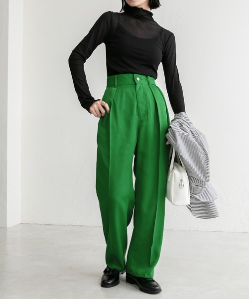 90s ピュアシルク ブラック 100% 2タック センタープレス スラックス STILL BY HAND - 【24AW】2タックセンタープレスシャンブレー