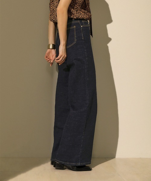 Bou Jeloud（ブージュルード）の「ハイウエストワイドデニム（デニムパンツ・レディース・インディゴブルー/ブラック・38/40/36）」の12枚目の写真