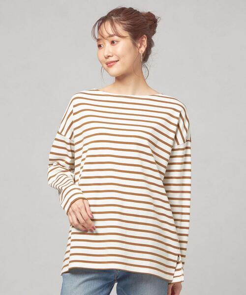 closet story（クローゼットストーリー）の「【WEB限定】＜closet story＞バスクボーダー ドルマン カットソー（Tシャツ/カットソー・レディース・ブラック/レッド/マスタード・FREE）」の3枚目の写真