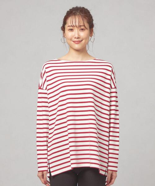 closet story（クローゼットストーリー）の「【WEB限定】＜closet story＞バスクボーダー ドルマン カットソー（Tシャツ/カットソー・レディース・ブラック/レッド/マスタード・FREE）」の9枚目の写真