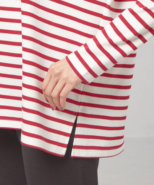 closet story（クローゼットストーリー）の「【WEB限定】＜closet story＞バスクボーダー ドルマン カットソー（Tシャツ/カットソー・レディース・ブラック/レッド/マスタード・FREE）」の5枚目の写真