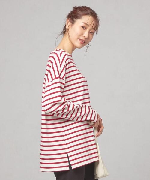 closet story（クローゼットストーリー）の「【WEB限定】＜closet story＞バスクボーダー ドルマン カットソー（Tシャツ/カットソー・レディース・ブラック/レッド/マスタード・FREE）」の16枚目の写真