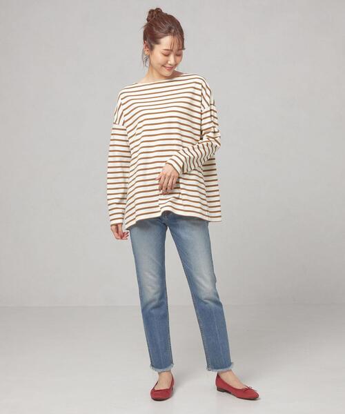 closet story（クローゼットストーリー）の「【WEB限定】＜closet story＞バスクボーダー ドルマン カットソー（Tシャツ/カットソー・レディース・ブラック/レッド/マスタード・FREE）」の19枚目の写真