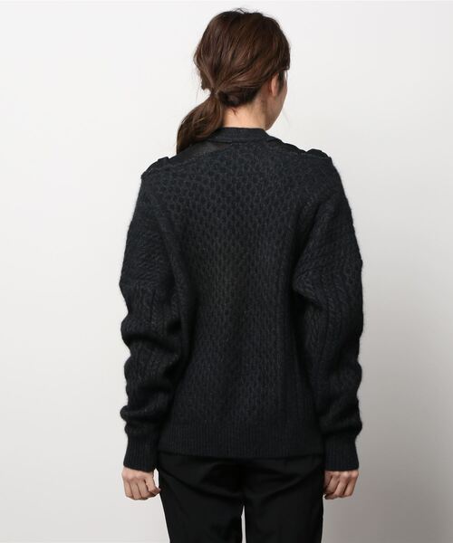 Maison MIHARA YASUHIRO(メゾンミハラヤスヒロ)の「【Maison MIHARA YASUHIRO】 シースルーパネルカーディガン/See Through Panel Cardigan(カーディガン/ボレロ・レディース・グレー/ブラック・FREE)」の4枚目の写真