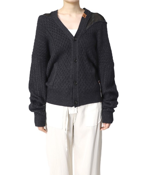Maison MIHARA YASUHIRO(メゾンミハラヤスヒロ)の「【Maison MIHARA YASUHIRO】 シースルーパネルカーディガン/See Through Panel Cardigan(カーディガン/ボレロ・レディース・グレー/ブラック・FREE)」の2枚目の写真