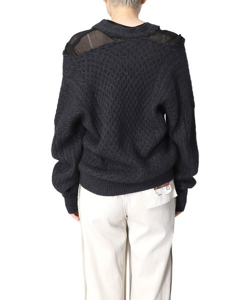 Maison MIHARA YASUHIRO(メゾンミハラヤスヒロ)の「【Maison MIHARA YASUHIRO】 シースルーパネルカーディガン/See Through Panel Cardigan(カーディガン/ボレロ・レディース・グレー/ブラック・FREE)」の6枚目の写真