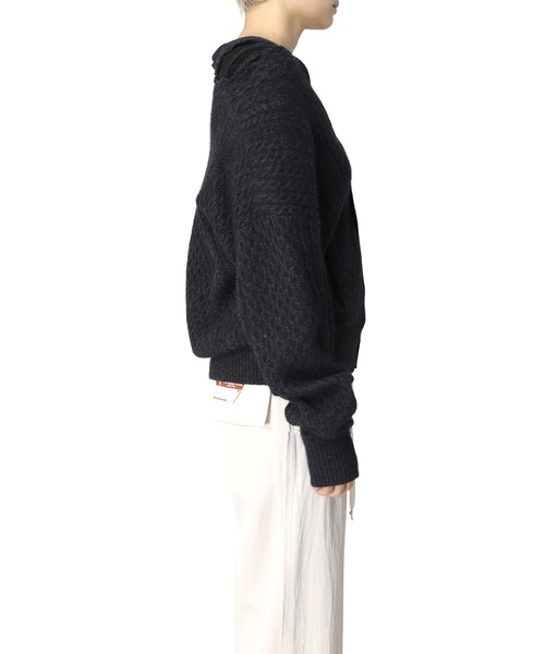 Maison MIHARA YASUHIRO(メゾンミハラヤスヒロ)の「【Maison MIHARA YASUHIRO】 シースルーパネルカーディガン/See Through Panel Cardigan(カーディガン/ボレロ・レディース・グレー/ブラック・FREE)」の7枚目の写真