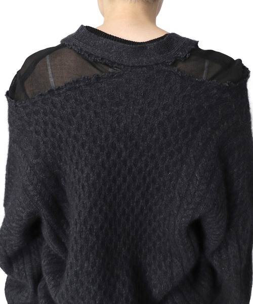 Maison MIHARA YASUHIRO(メゾンミハラヤスヒロ)の「【Maison MIHARA YASUHIRO】 シースルーパネルカーディガン/See Through Panel Cardigan(カーディガン/ボレロ・レディース・グレー/ブラック・FREE)」の9枚目の写真