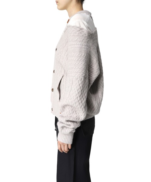Maison MIHARA YASUHIRO(メゾンミハラヤスヒロ)の「【Maison MIHARA YASUHIRO】 シースルーパネルカーディガン/See Through Panel Cardigan(カーディガン/ボレロ・レディース・グレー/ブラック・FREE)」の10枚目の写真
