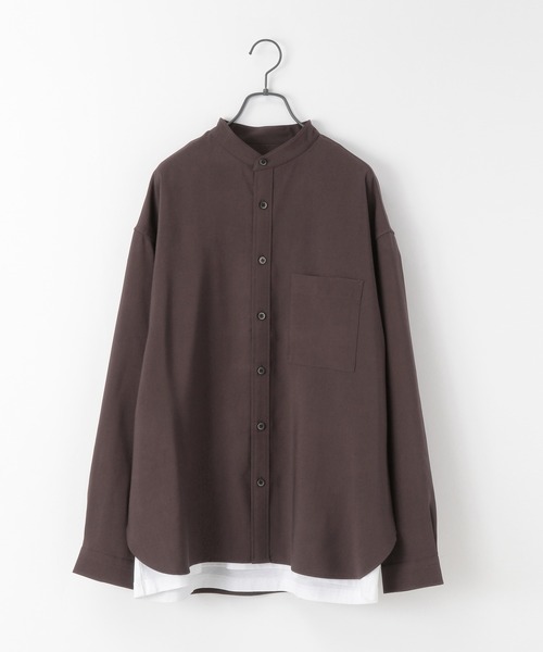 RAGEBLUE（レイジブルー）の「レーヨン/バンドカラーシャツ/959766（シャツ/ブラウス・メンズ・オフホワイト/ダークブラウン/ベージュ/ブルー・SMALL/MEDIUM/LARGE）」の3枚目の写真