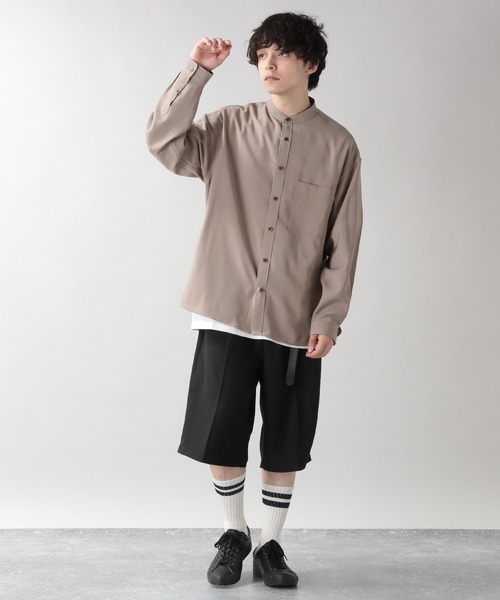 RAGEBLUE（レイジブルー）の「レーヨン/バンドカラーシャツ/959766（シャツ/ブラウス・メンズ・オフホワイト/ダークブラウン/ベージュ/ブルー・SMALL/MEDIUM/LARGE）」の7枚目の写真