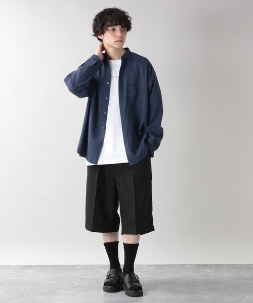 RAGEBLUE（レイジブルー）の「レーヨン/バンドカラーシャツ/959766（シャツ/ブラウス・メンズ・オフホワイト/ダークブラウン/ベージュ/ブルー・SMALL/MEDIUM/LARGE）」の5枚目の写真