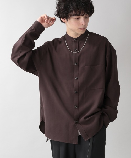 RAGEBLUE（レイジブルー）の「レーヨン/バンドカラーシャツ/959766（シャツ/ブラウス・メンズ・オフホワイト/ダークブラウン/ベージュ/ブルー・SMALL/MEDIUM/LARGE）」の19枚目の写真