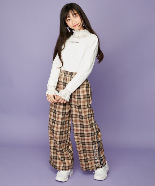 SISTER JENNI（SISTER JENNI）の「レースレイヤード風テレコトップス（Tシャツ/カットソー・キッズ・ブラック/ピンク/オフホワイト・160cm/140cm/150cm/130cm）」の15枚目の写真