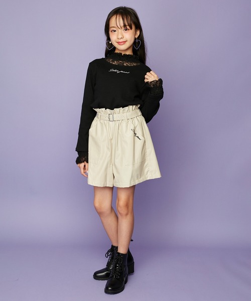 SISTER JENNI（SISTER JENNI）の「レースレイヤード風テレコトップス（Tシャツ/カットソー・キッズ・ブラック/ピンク/オフホワイト・160cm/140cm/150cm/130cm）」の17枚目の写真